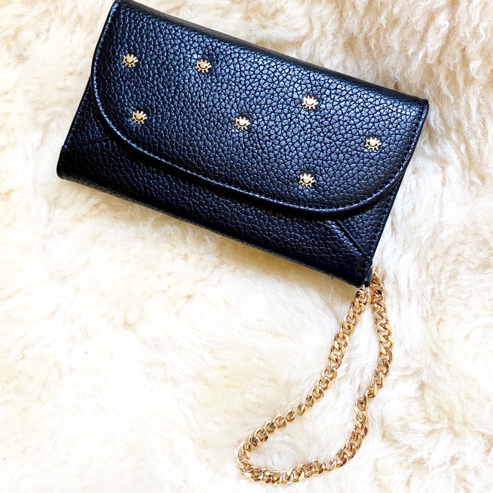 Sonix black leather iPhoneX wallet with chain